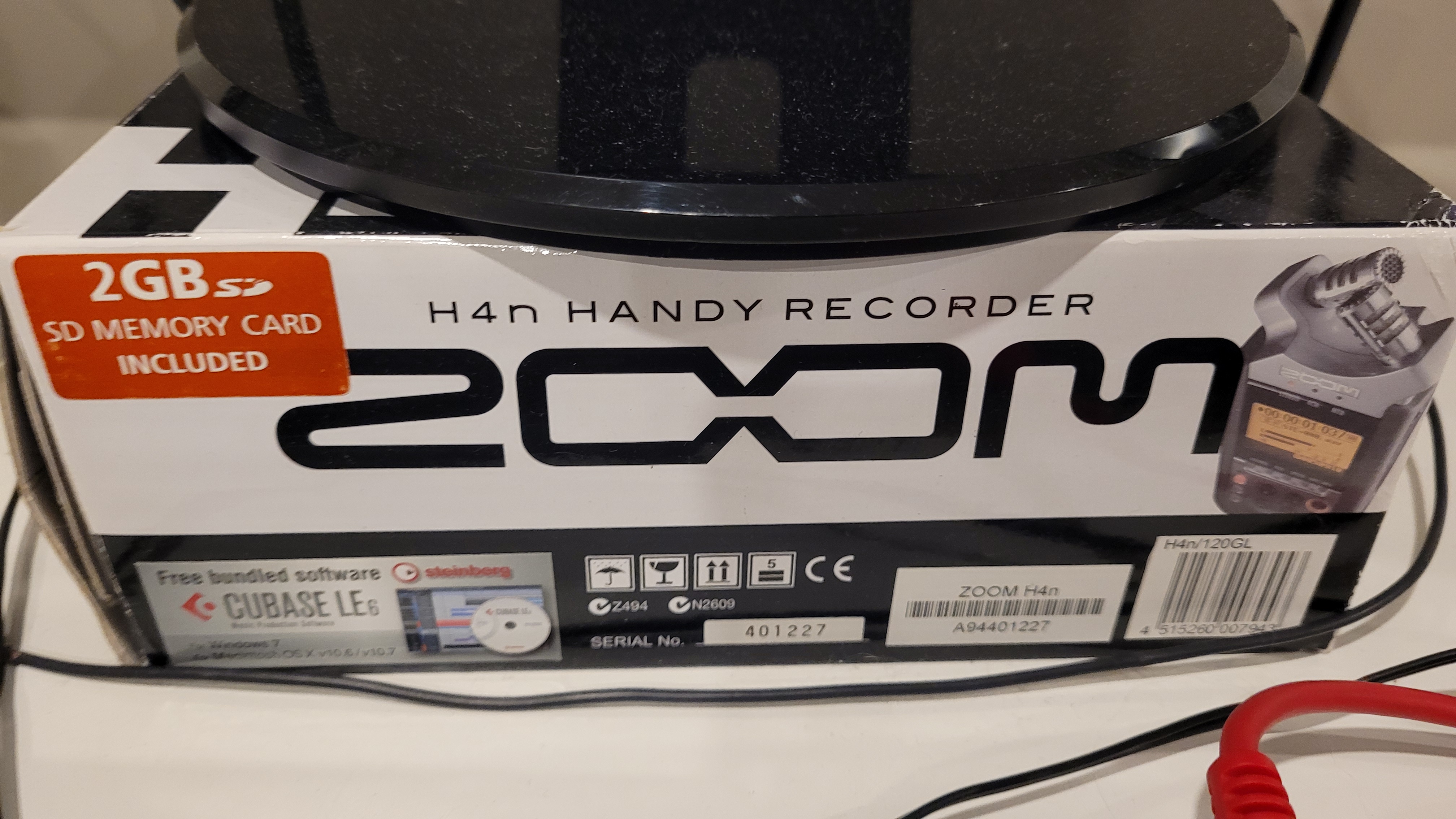 Zoom H4n Handy Recorder box being used as a monitor stand